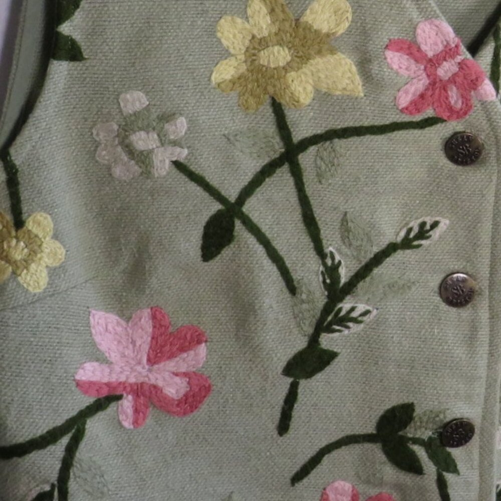 Vintage Susan Bristol Casuals Floral Embroidered Vest 100% cotton - Picture 6 of 9